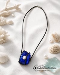 Image 3 of Single Splash Necklace, Lampwork Glass Pendant on Black Leather Cord, Handmade Glass Bead Jewelry