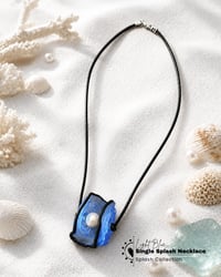 Image 4 of Single Splash Necklace, Lampwork Glass Pendant on Black Leather Cord, Handmade Glass Bead Jewelry