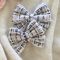 Image 2 of Navy, Pink and Oreo Fluffy Bows