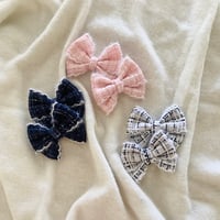 Image 1 of Navy, Pink and Oreo Fluffy Bows