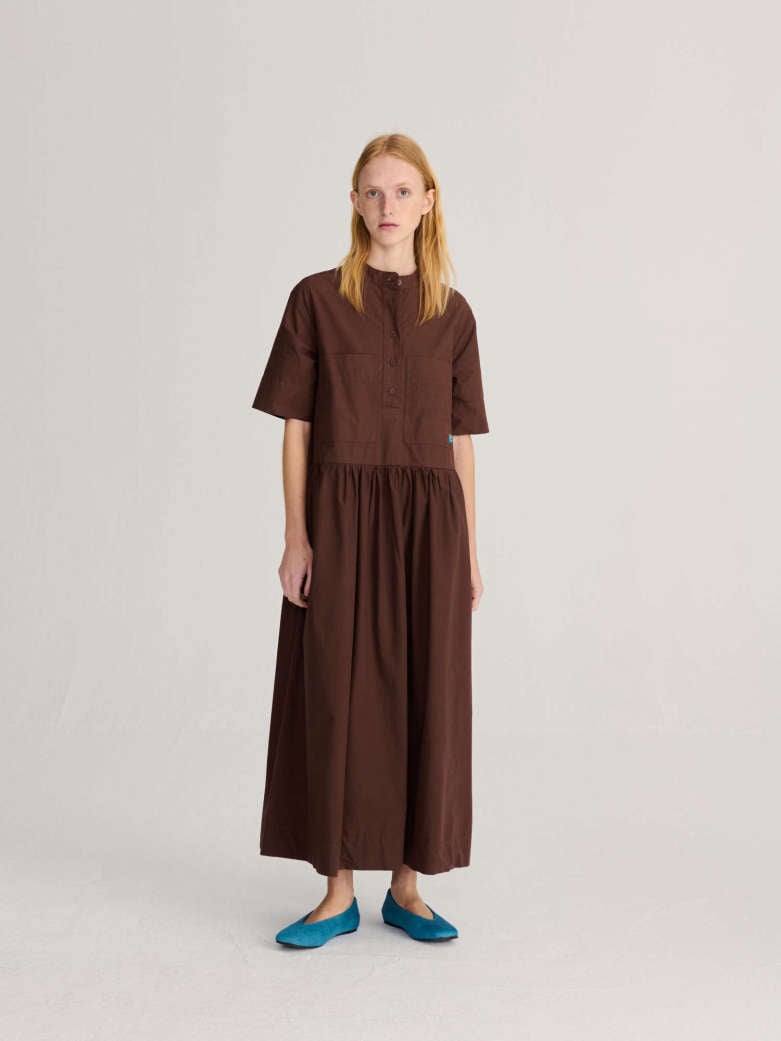 Image of 3-Vestido largo marrón Monster Mug paper touch midi dress