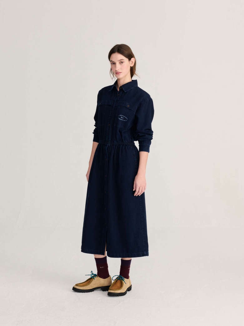 Image of 3-Vestido largo vaquero Washed light denim dress