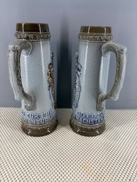 Image 2 of Vtg Pair of German Ceramic Beer Steins (Feuerwehr Krug) - Firefighter Themed