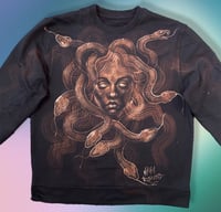 Image 2 of “MEDUSA” CUSTOM BLEACH PAINTED PULLOVER HOODIE XL