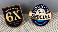 Image 2 of Vtg Pair of British Beer Pump Tap Handles - Wadworth 6X & Young's Special