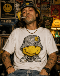 Image 1 of Paisley Bucket Smiley Graffiti T-Shirt by Wezo®