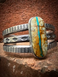 Image 3 of WL&A Handmade Ingot High Grade Royston Ribbon Turquoise Cuff - Size 7 to 7.5" Wrist 