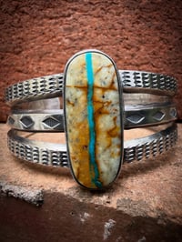 Image 2 of WL&A Handmade Ingot High Grade Royston Ribbon Turquoise Cuff - Size 7 to 7.5" Wrist 