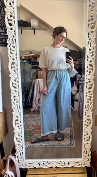 Image 2 of Lace Hem Pants Blue Floral, Large