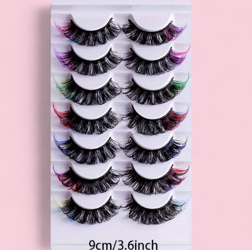 Image of Rainbow colored false eyelashes