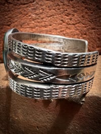 Image 6 of WL&A Handmade Ingot Gem Grade Pilot Mtn Turquoise Cuff - Size 7 to 7.5" Wrist 