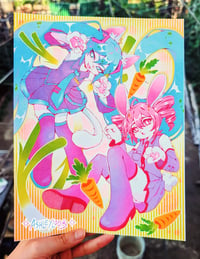 Image 1 of Furry Miku & Teto 4 color risograph print 