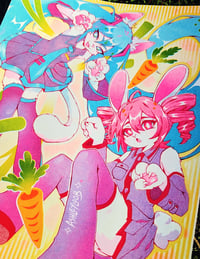 Image 2 of Furry Miku & Teto 4 color risograph print 