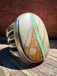Image 1 of WL&A Handmade Old Style Heavy Ingot Gem Grade Pilot Mtn Ribbon Lane Splitter Ring - Size 12