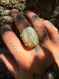 Image 4 of WL&A Handmade Old Style Heavy Ingot Gem Grade Pilot Mtn Ribbon Lane Splitter Ring - Size 12