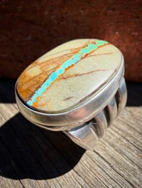 Image 5 of WL&A Handmade Old Style Heavy Ingot Gem Grade Pilot Mtn Ribbon Lane Splitter Ring - Size 12