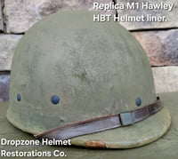 Image 18 of WWII USMC M1 Fixed Bale Helmet & Hawley Liner. Marine Raider Camo burlap cover & Netting. 