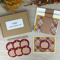 Image 1 of Autumn Plaid Pumpkin Card Making Kit for Adults to DIY 6 Handmade Fall Greeting Cards
