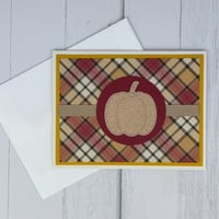 Image 2 of Autumn Plaid Pumpkin Card Making Kit for Adults to DIY 6 Handmade Fall Greeting Cards