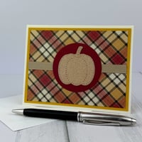 Image 3 of Autumn Plaid Pumpkin Card Making Kit for Adults to DIY 6 Handmade Fall Greeting Cards