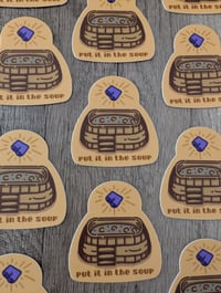 Image 2 of Put it in the Soup - Stardew Valley Purple Shorts Vinyl Sticker