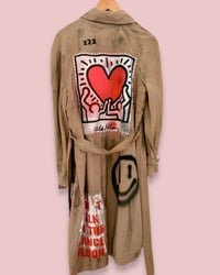 Image 2 of LIBERATE yoUrself 🍒  ¥ UPCYCLED  ¥ UNISEX ¥ VINTAGE TRENCHCOAT ¥ IBIZA¥ HANDPAI...