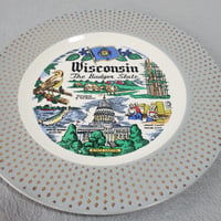 Image 7 of Wisconsin State Souvenir Plate, Homer Laughlin E53N5, Cavalier Eggshell, #1007