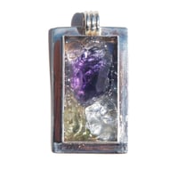 Image 1 of Rectangle Bezel:  Amethyst / Arkansas Quartz / Spodumene / Moonstone - 90