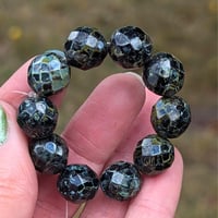 Image 2 of 12mm Black Picasso Czech Glass Fire Polished Beads | Rustic Faceted Round Supplies