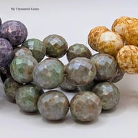 Image 3 of Golden Parchment Czech Glass Fire Polish Beads | 16mm Faceted Rounds, Statement Jewelry Supplies