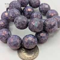 Image 3 of Moonlit Amethyst Czech Glass Beads | 16mm Faceted Rounds, Purple Picasso Finish