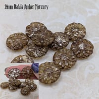 Image 2 of Antique Amber Dahlia Czech Glass Beads | 14mm Mercury Finish Floral Focal Beads