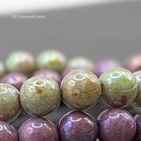 Image 2 of Czech Glass Meadow Green 8mm Rounds, Travertine Finish, Sage Beads (25 or 50 Pack)