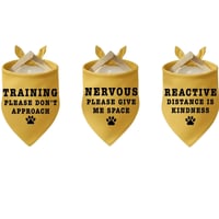 Image 1 of Handcrafted Yellow Dog Bandanas for Nervous & Reactive Dogs (3 Designs)