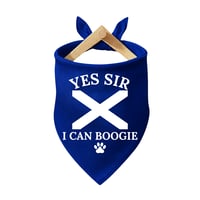 Image 1 of Handcrafted Pet Bandana “Yes Sir, I Can Boogie” Scotland Bandana