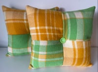 Image 1 of Green & Yellow Button Cushions 