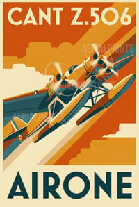 Image 4 of SET 3 stampe ispirate al Cant Z 506, SIAI S.66 e Ca. 100 - Art Déco inspired aviation