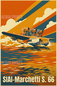Image 3 of SET 3 stampe ispirate al Cant Z 506, SIAI S.66 e Ca. 100 - Art Déco inspired aviation