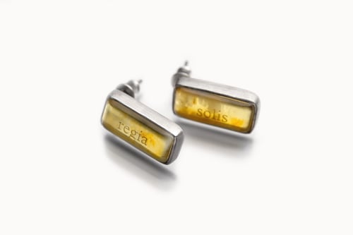 Image of "The palace of the sun" silver earrings with amber  · REGIA SOLIS ·