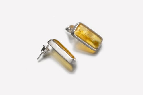Image of "The palace of the sun" silver earrings with amber  · REGIA SOLIS ·