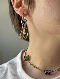 Image 2 of Upcycled Glass - Gray / Yellow Earrings