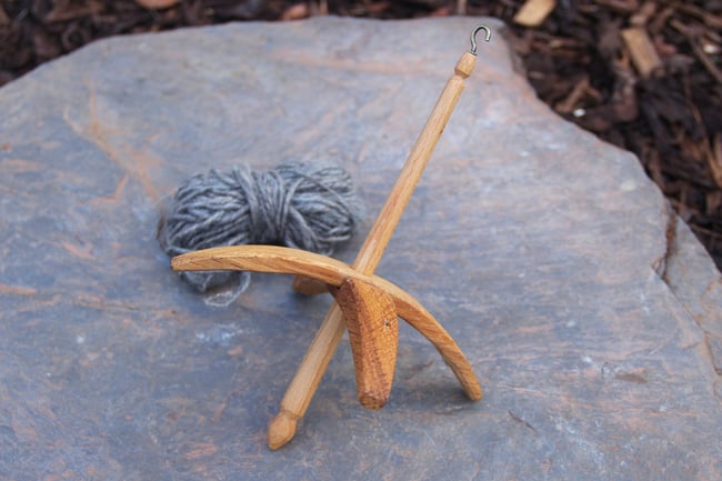 Oak Wood Turkish Drop Spindle, Hand Carved, Wool Spinning, Ancestral Crafts