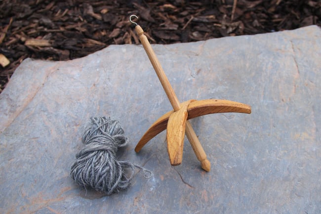 Oak Wood Turkish Drop Spindle, Hand Carved, Wool Spinning, Ancestral Crafts