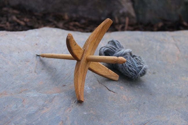 Oak Wood Turkish Drop Spindle, Hand Carved, Wool Spinning, Ancestral Crafts