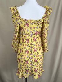 Image 4 of LINJIA SHOP yellow floral mini dress