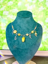 Image 2 of "Golden Bellflower" Yellow Bellflower Chain Necklace 