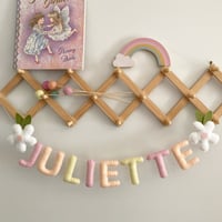Image 1 of 'Bloom' Flower Name Garland - Pastel Sunset with Sage Leaves