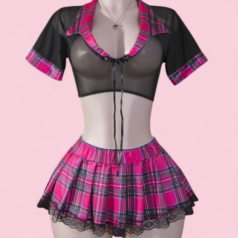 Image of Mesh Top and Skirt Set 
