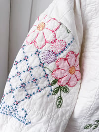 Image 5 of Upcycled Antique Hand Embroidered Quilt Bomber Jacket 