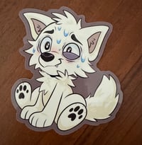 Nervous White Dog Sticker